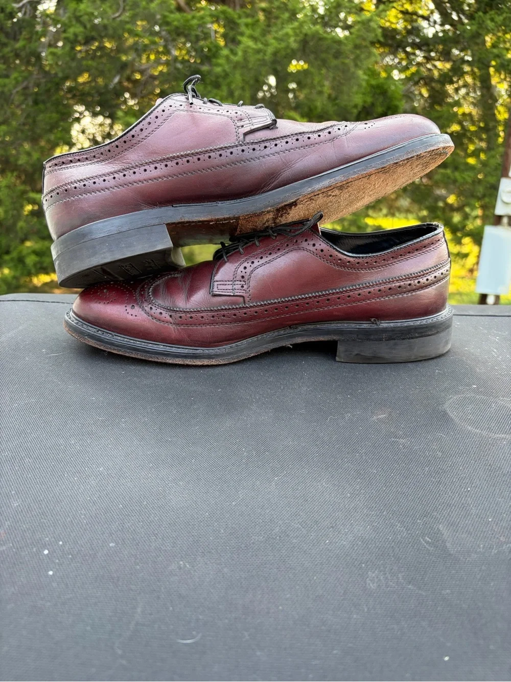 Vintage 1990 Bostonian Men's 10 D Burgundy Leather Wingtip Oxford Shoes USA
